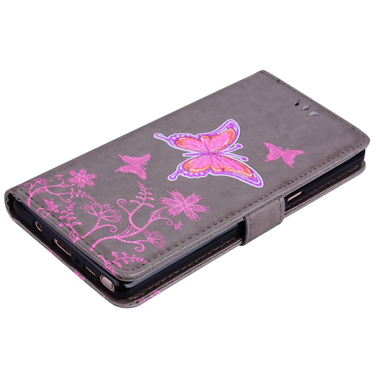 Flash Powder Butterfly Pattern Leather Wallet Case for Samsung Galaxy Note 8 SM-N950 - Black-3