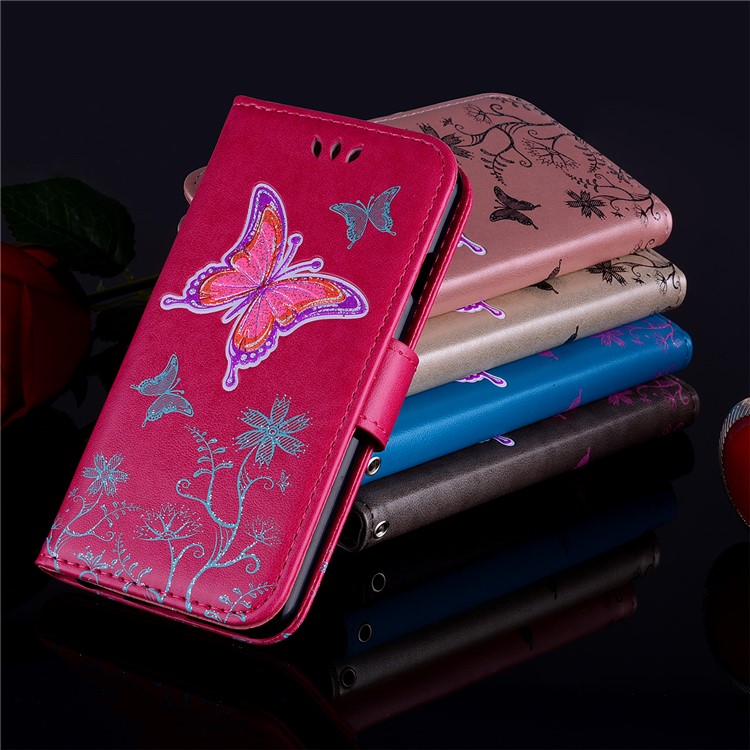 Flash Powder Butterfly Pattern Leather Wallet Case for Samsung Galaxy Note 8 SM-N950 - Black-8