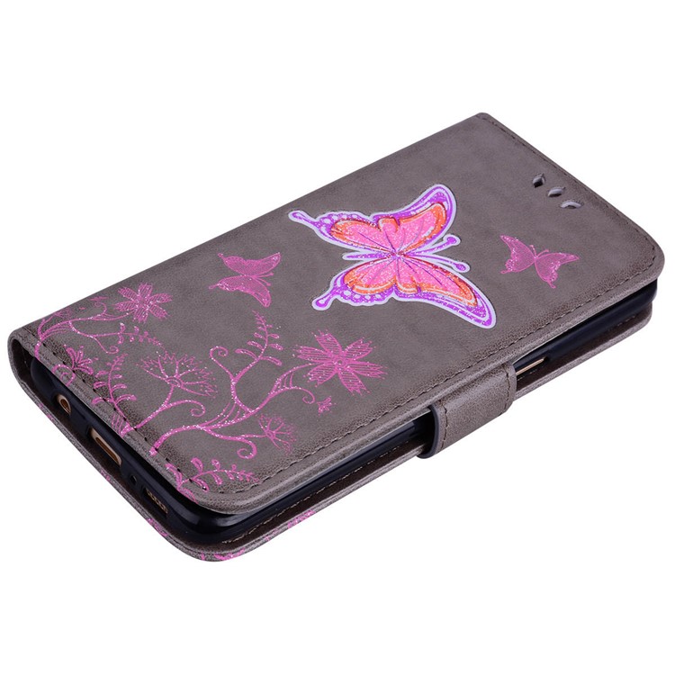 Flash Powder Butterfly Pattern Leather Wallet Case for Samsung Galaxy S8+ SM-G955 - Black-3
