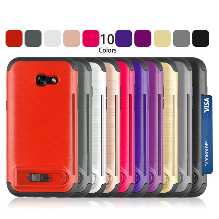 ANGIBABE Brushed Kickstand TPU+PC Hybrid Case with Card Slot for Samsung Galaxy A5 (2017) A520F - Black-8