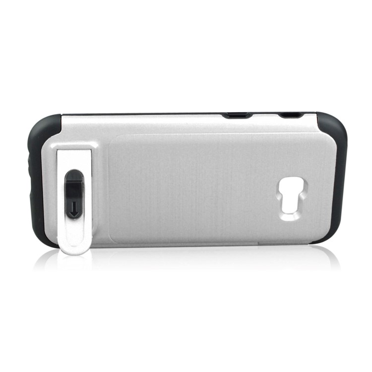 ANGIBABE Brushed Kickstand TPU+PC Hybrid Cover with Card Slot for Samsung Galaxy A5 (2017) A520F - Silver-7