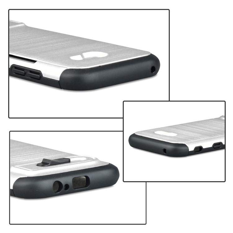 ANGIBABE Brushed Kickstand TPU+PC Hybrid Cover with Card Slot for Samsung Galaxy A5 (2017) A520F - Silver-9
