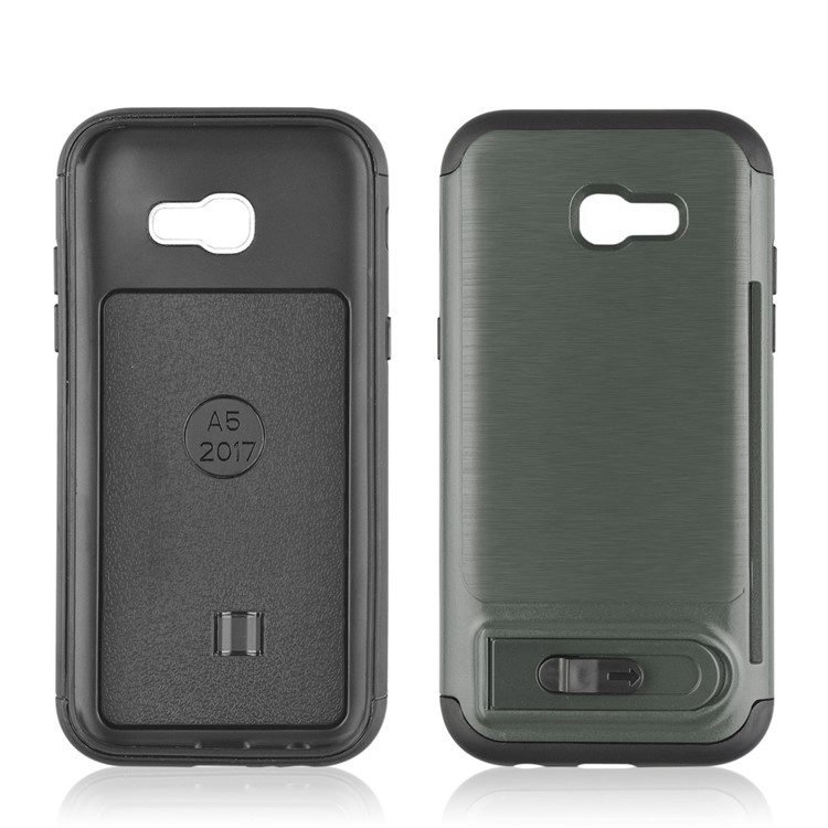 ANGIBABE Brushed Kickstand TPU+PC Hybrid Shell with Card Slot for Samsung Galaxy A5 (2017) A520F - Dark Grey-2