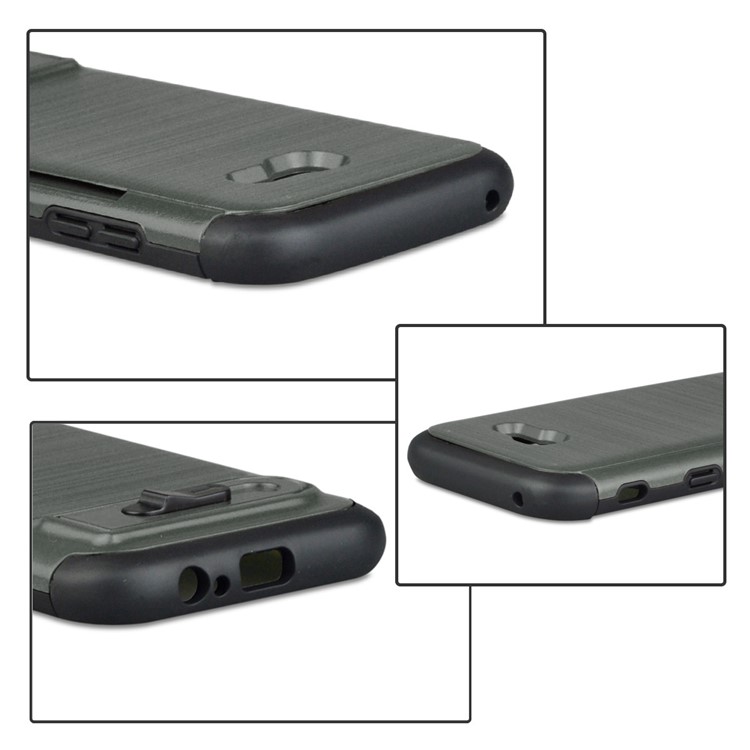 ANGIBABE Brushed Kickstand TPU+PC Hybrid Shell with Card Slot for Samsung Galaxy A5 (2017) A520F - Dark Grey-6