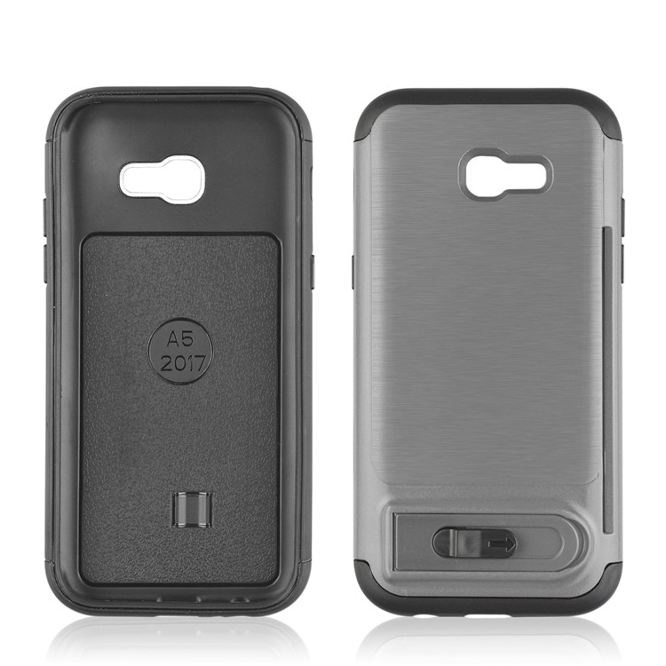 ANGIBABE Brushed Kickstand TPU+PC Combo Phone Case for Samsung Galaxy A5 (2017) A520F - Light Grey-3