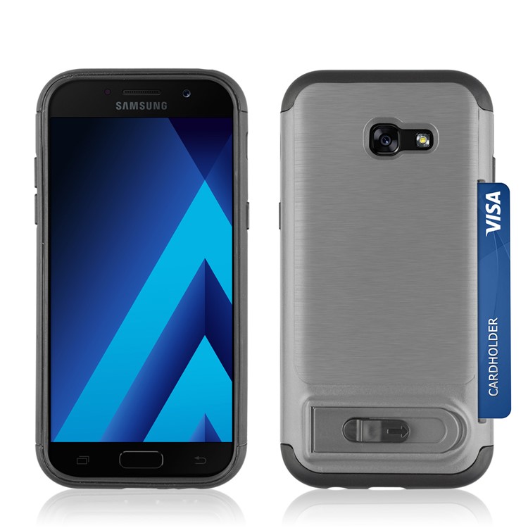 ANGIBABE Brushed Kickstand TPU+PC Combo Phone Case for Samsung Galaxy A5 (2017) A520F - Light Grey-5