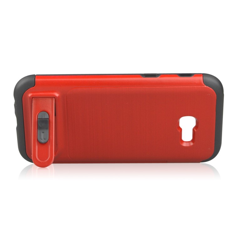 ANGIBABE Brushed Kickstand TPU+PC Hybrid Case with Card Slot for Samsung Galaxy A5 (2017) A520F - Red-4