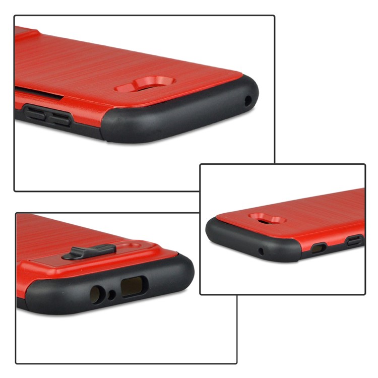 ANGIBABE Brushed Kickstand TPU+PC Hybrid Case with Card Slot for Samsung Galaxy A5 (2017) A520F - Red-5