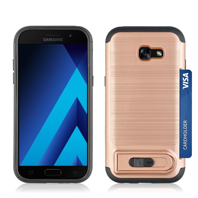 ANGIBABE Brushed Kickstand TPU+PC Mobile Phone Case for Samsung Galaxy A5 (2017) A520F - Rose Gold-5