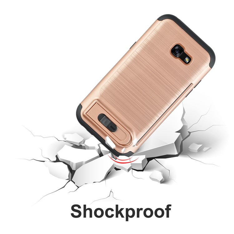 ANGIBABE Brushed Kickstand TPU+PC Mobile Phone Case for Samsung Galaxy A5 (2017) A520F - Rose Gold-11
