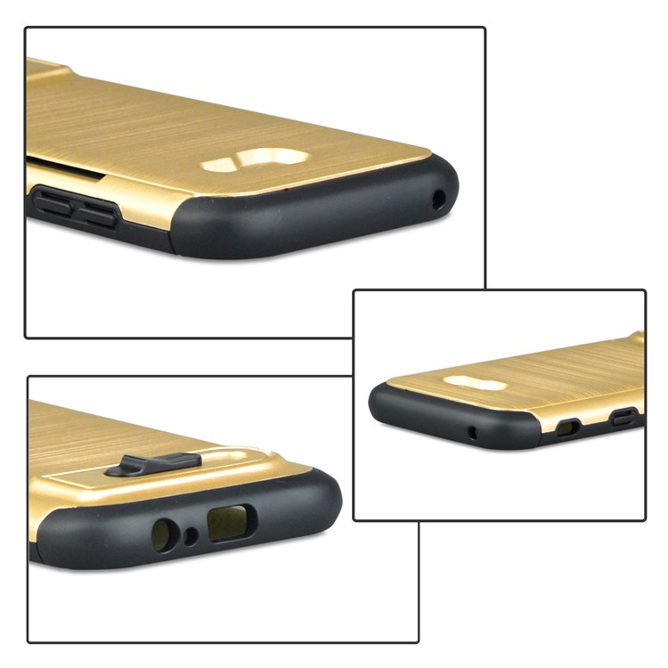 ANGIBABE Brushed Kickstand TPU+PC Mobile Phone Cover for Samsung Galaxy A5 (2017) A520F - Gold-9