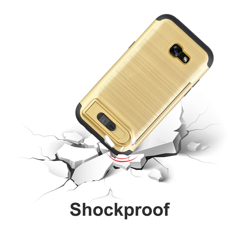 ANGIBABE Brushed Kickstand TPU+PC Mobile Phone Cover for Samsung Galaxy A5 (2017) A520F - Gold-11