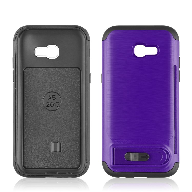 ANGIBABE Brushed Kickstand TPU+PC Cellphone Case for Samsung Galaxy A5 (2017) A520F - Dark Purple-2