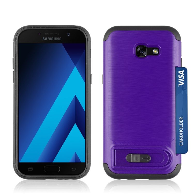 ANGIBABE Brushed Kickstand TPU+PC Cellphone Case for Samsung Galaxy A5 (2017) A520F - Dark Purple-3