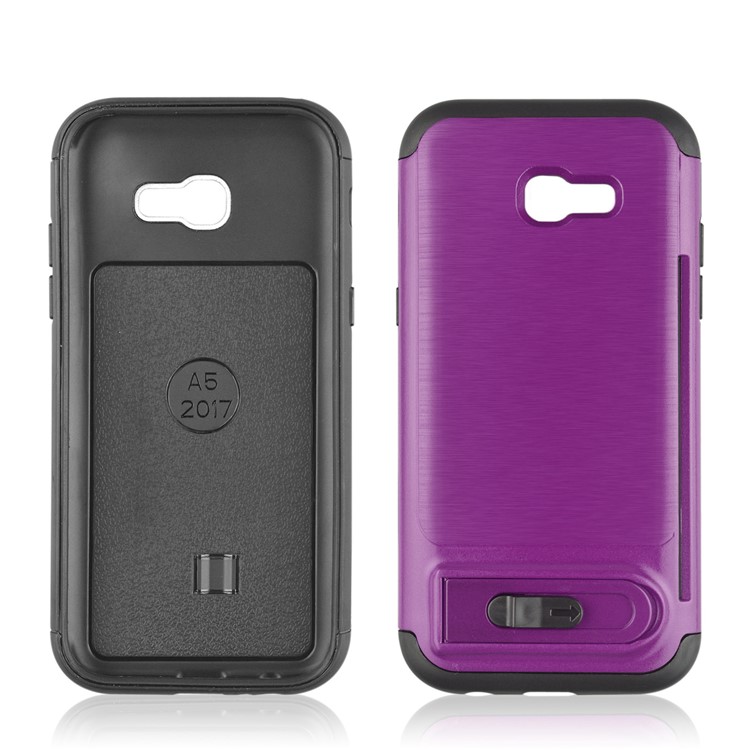 ANGIBABE Brushed Kickstand TPU+PC Mobile Casing for Samsung Galaxy A5 (2017) A520F - Light Purple-2