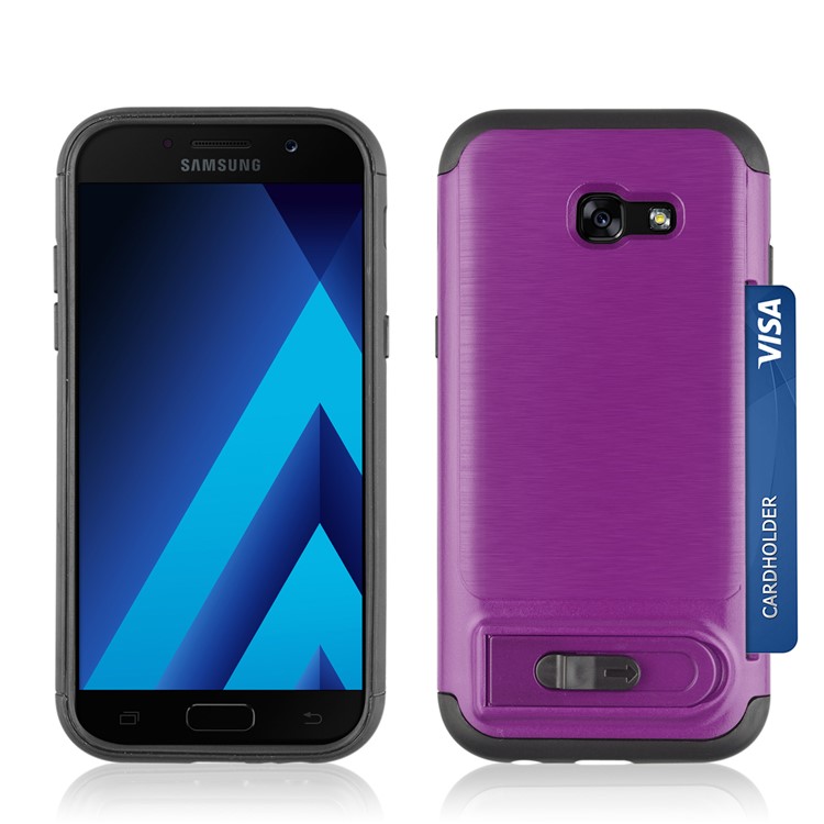 ANGIBABE Brushed Kickstand TPU+PC Mobile Casing for Samsung Galaxy A5 (2017) A520F - Light Purple-3