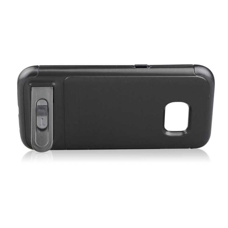 ANGIBABE Card Holder Brushed PC + TPU Hybrid Kickstand Case for Samsung Galaxy S7 SM-G930 - Black-4