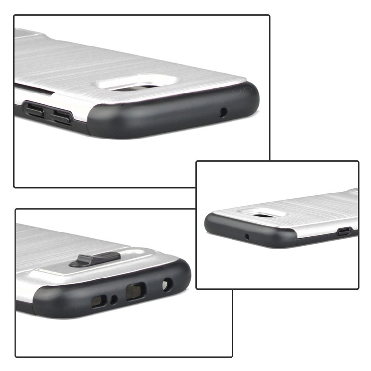 ANGIBABE Card Holder Brushed PC + TPU Hybrid Kickstand Cover for Samsung Galaxy S7 SM-G930 - Silver-5
