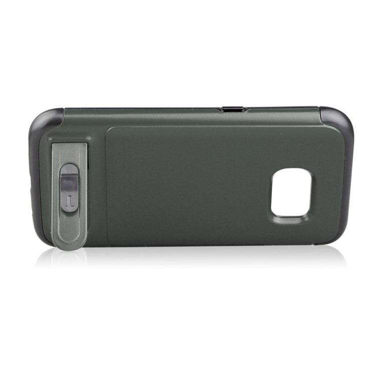 ANGIBABE Card Holder Brushed PC + TPU Hybrid Kickstand Shell for Samsung Galaxy S7 SM-G930 - Dark Grey-4