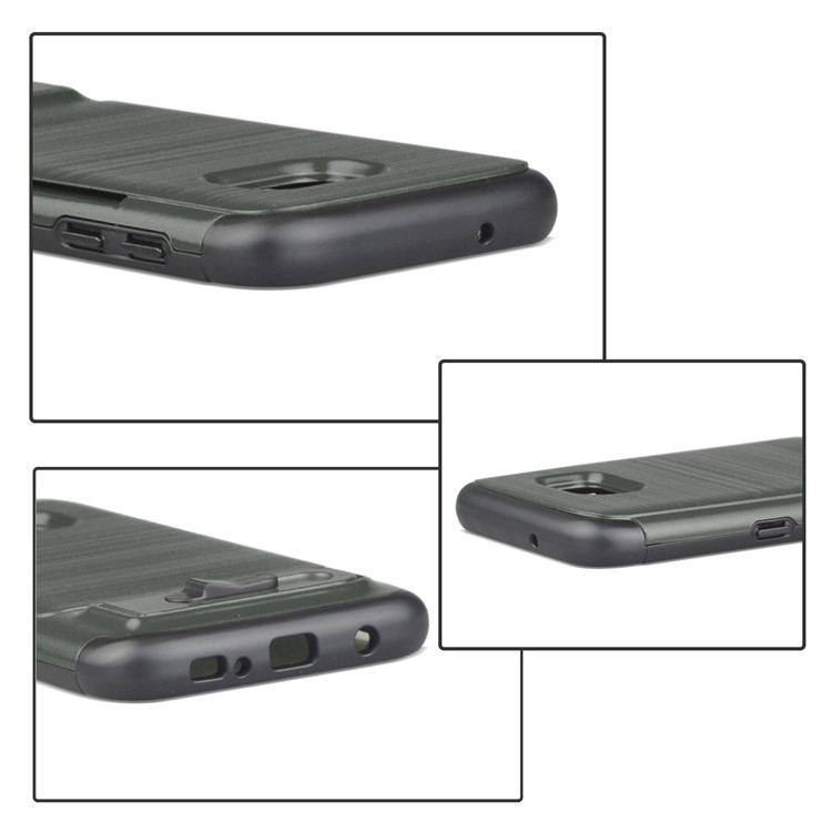 ANGIBABE Card Holder Brushed PC + TPU Hybrid Kickstand Shell for Samsung Galaxy S7 SM-G930 - Dark Grey-5
