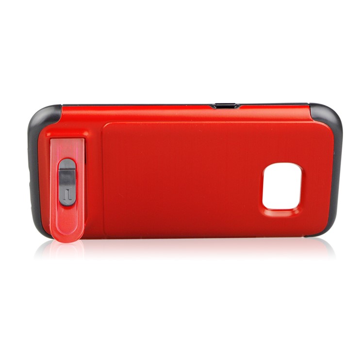 ANGIBABE Card Holder Brushed PC + TPU Combo Kickstand Case for Samsung Galaxy S7 SM-G930 - Red-4