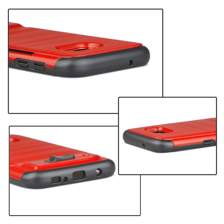 ANGIBABE Card Holder Brushed PC + TPU Combo Kickstand Case for Samsung Galaxy S7 SM-G930 - Red-5