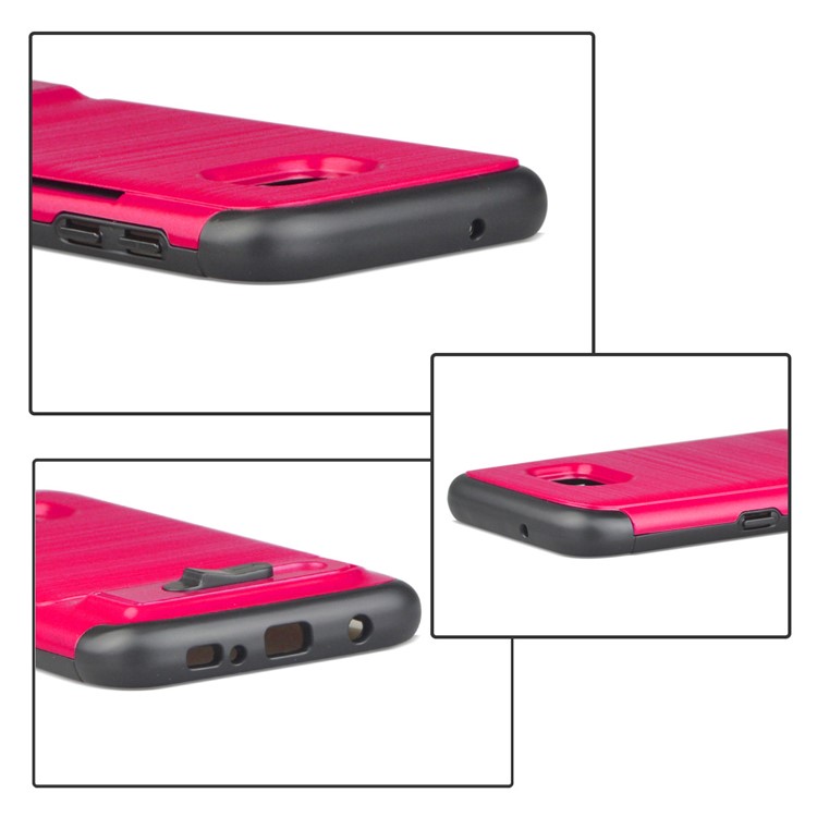 ANGIBABE Card Holder Brushed PC + TPU Combo Kickstand Cover for Samsung Galaxy S7 SM-G930 - Rose-5