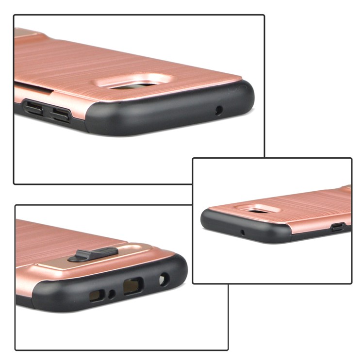 ANGIBABE Card Holder Brushed PC + TPU Combo Kickstand Shell for Samsung Galaxy S7 SM-G930 - Rose Gold-5