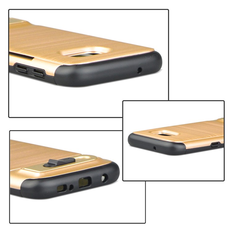 ANGIBABE Card Holder Brushed PC + TPU Combo Kickstand Mobile Phone Case for Samsung Galaxy S7 SM-G930 - Gold-5