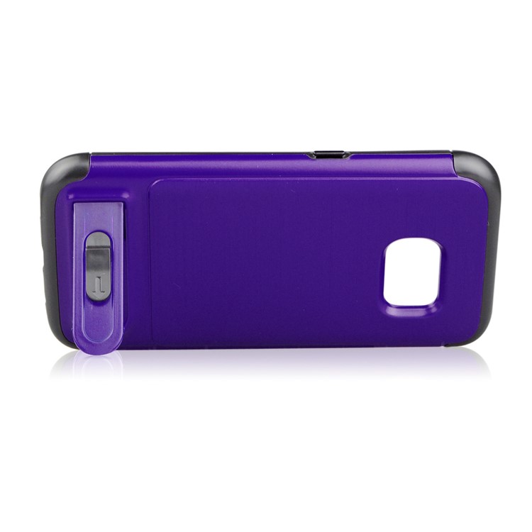ANGIBABE Card Holder Brushed PC + TPU Hybrid Kickstand Cell Phone Case for Samsung Galaxy S7 SM-G930 - Dark Purple-4