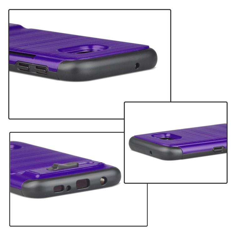 ANGIBABE Card Holder Brushed PC + TPU Hybrid Kickstand Cell Phone Case for Samsung Galaxy S7 SM-G930 - Dark Purple-5