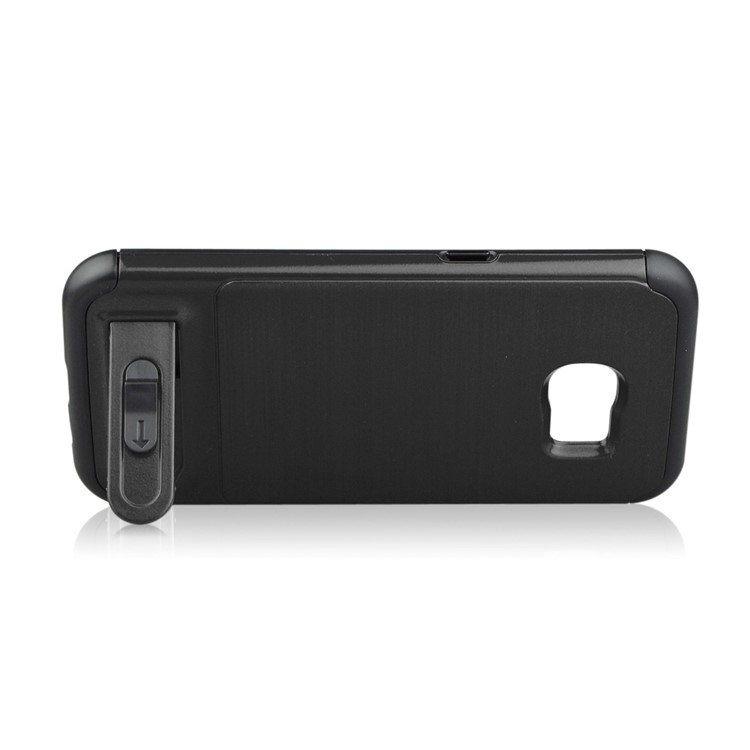 ANGIBABE Card Holder Brushed PC + TPU Kickstand Case for Samsung Galaxy S7 edge SM-G935 - Black-4