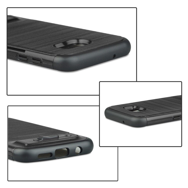 ANGIBABE Card Holder Brushed PC + TPU Kickstand Case for Samsung Galaxy S7 edge SM-G935 - Black-5
