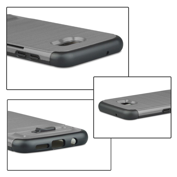 ANGIBABE Kickstand Card Holder Brushed PC + TPU Hybrid Cover for Samsung Galaxy S7 edge SM-G935 - Light Grey-5