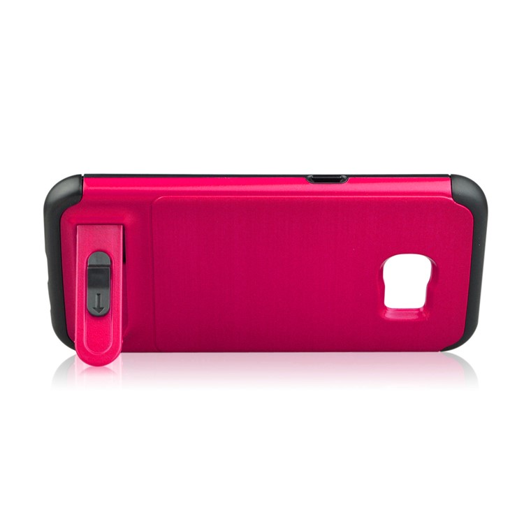 ANGIBABE Card Slot Brushed PC + TPU Kickstand Mobile Case for Samsung Galaxy S7 edge SM-G935 - Rose-4