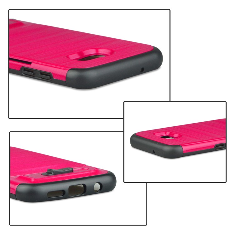 ANGIBABE Card Slot Brushed PC + TPU Kickstand Mobile Case for Samsung Galaxy S7 edge SM-G935 - Rose-5