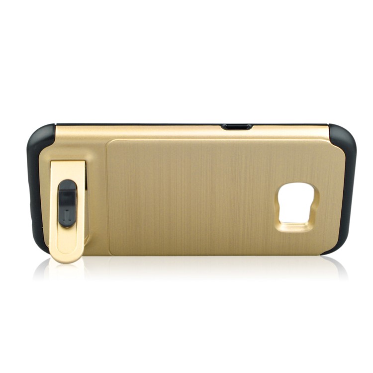 ANGIBABE Card Slot Brushed PC + TPU Combo Case with Kickstand for Samsung Galaxy S7 edge SM-G935 - Gold-4