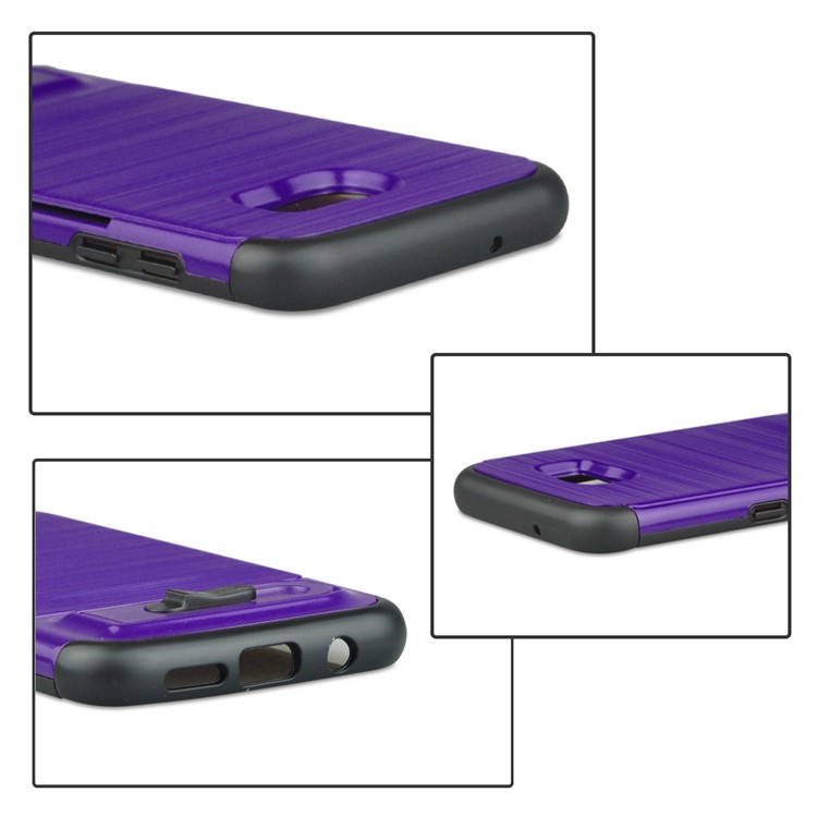 ANGIBABE Card Slot Kickstand Brushed PC + TPU Mobile Casing for Samsung Galaxy S7 edge SM-G935 - Dark Purple-5