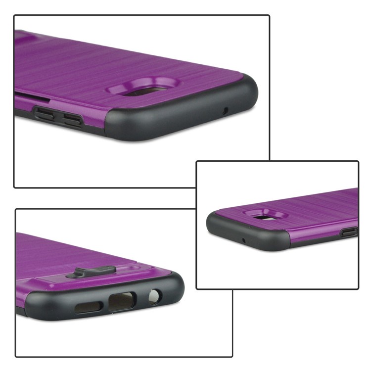 ANGIBABE Card Slot Brushed PC + TPU Phone Cover with Kickstand for Samsung Galaxy S7 edge SM-G935 - Light Purple-5