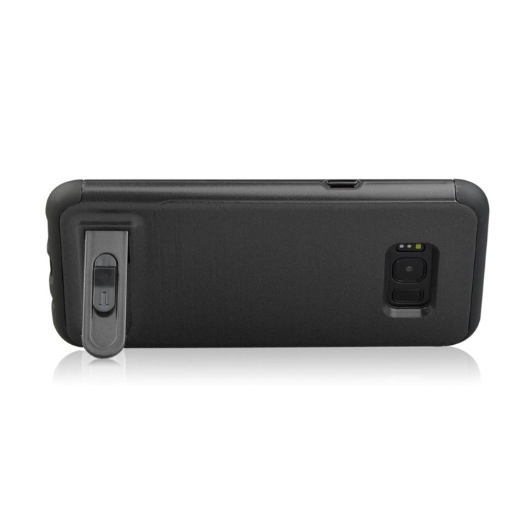 ANGIBABE Card Holder Brushed PC + TPU Back Case with Kickstand for Samsung Galaxy S8 G950 - Black-4