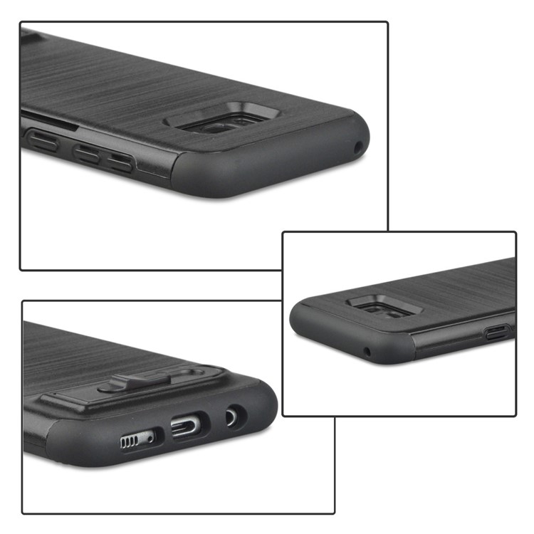 ANGIBABE Card Holder Brushed PC + TPU Back Case with Kickstand for Samsung Galaxy S8 G950 - Black-5