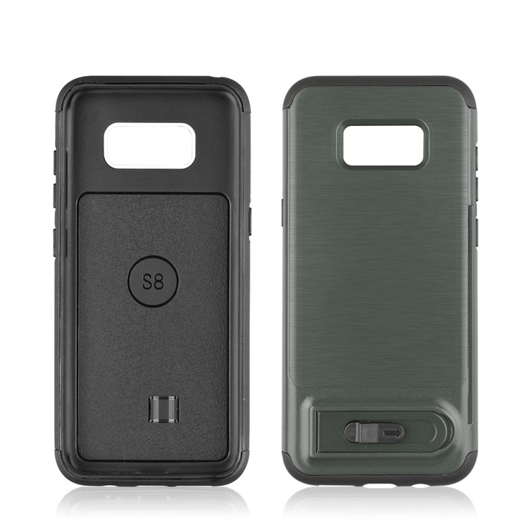 ANGIBABE for Samsung Galaxy S8 G950 Card Slot Brushed PC + TPU Kickstand Mobile Cover - Dark Grey-2