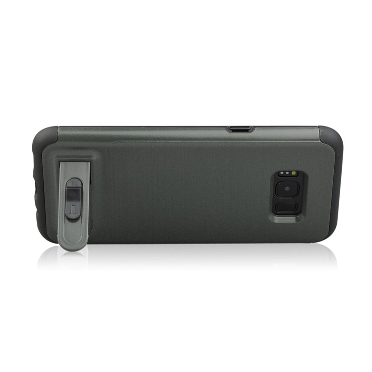 ANGIBABE for Samsung Galaxy S8 G950 Card Slot Brushed PC + TPU Kickstand Mobile Cover - Dark Grey-4