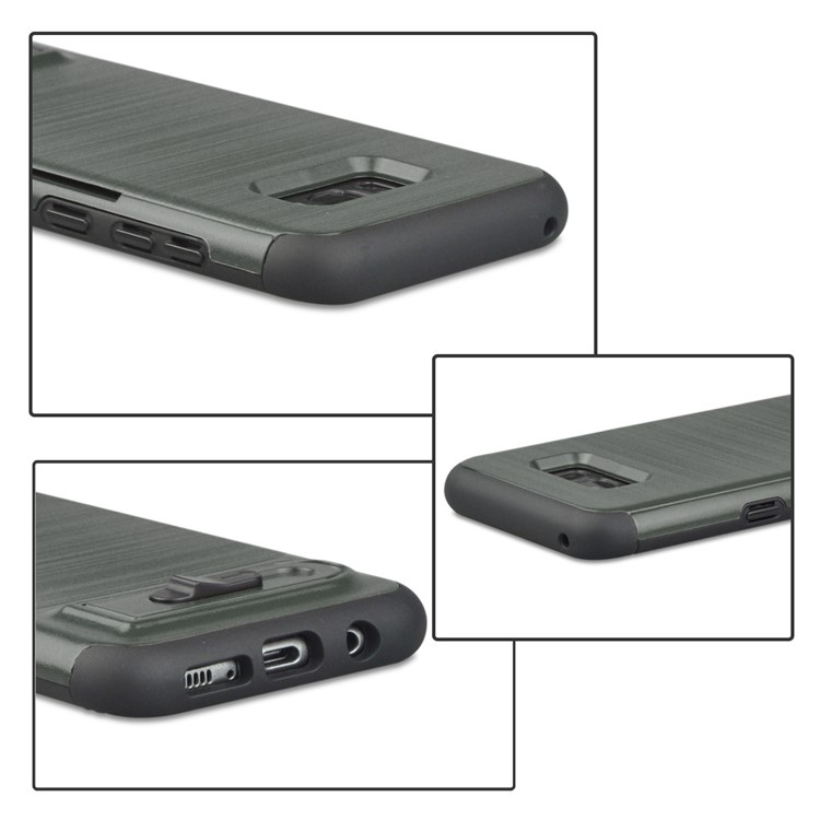 ANGIBABE for Samsung Galaxy S8 G950 Card Slot Brushed PC + TPU Kickstand Mobile Cover - Dark Grey-5