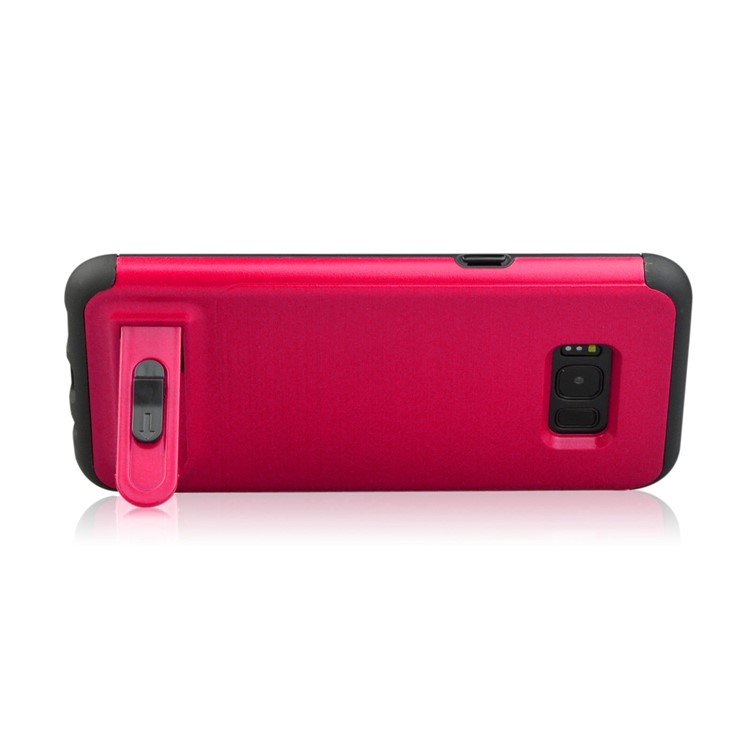 ANGIBABE Card Slot Brushed PC + TPU Kickstand Mobile Casing for Samsung Galaxy S8 G950 - Rose-4