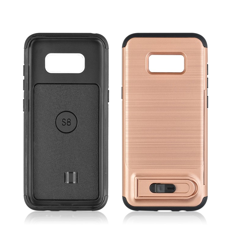 ANGIBABE Kickstand Brushed PC + TPU Phone Shell with Card Slot for Samsung Galaxy S8 G950 - Rose Gold-2