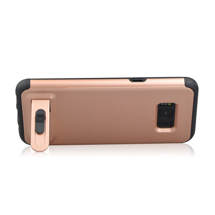 ANGIBABE Kickstand Brushed PC + TPU Phone Shell with Card Slot for Samsung Galaxy S8 G950 - Rose Gold-4