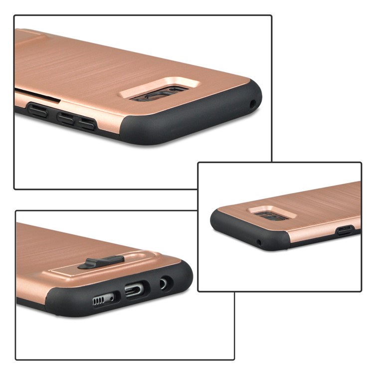 ANGIBABE Kickstand Brushed PC + TPU Phone Shell with Card Slot for Samsung Galaxy S8 G950 - Rose Gold-5