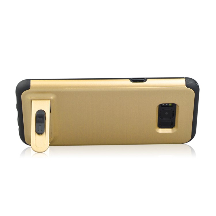 ANGIBABE Card Slot Brushed PC + TPU Combo Cover with Kickstand for Samsung Galaxy S8 G950 - Gold-4