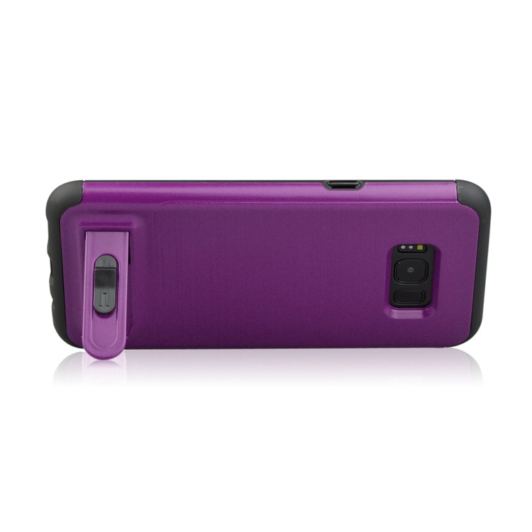 ANGIBABE Card Slot Brushed PC + TPU Back Cover with Kickstand for Samsung Galaxy S8 G950 - Light Purple-4